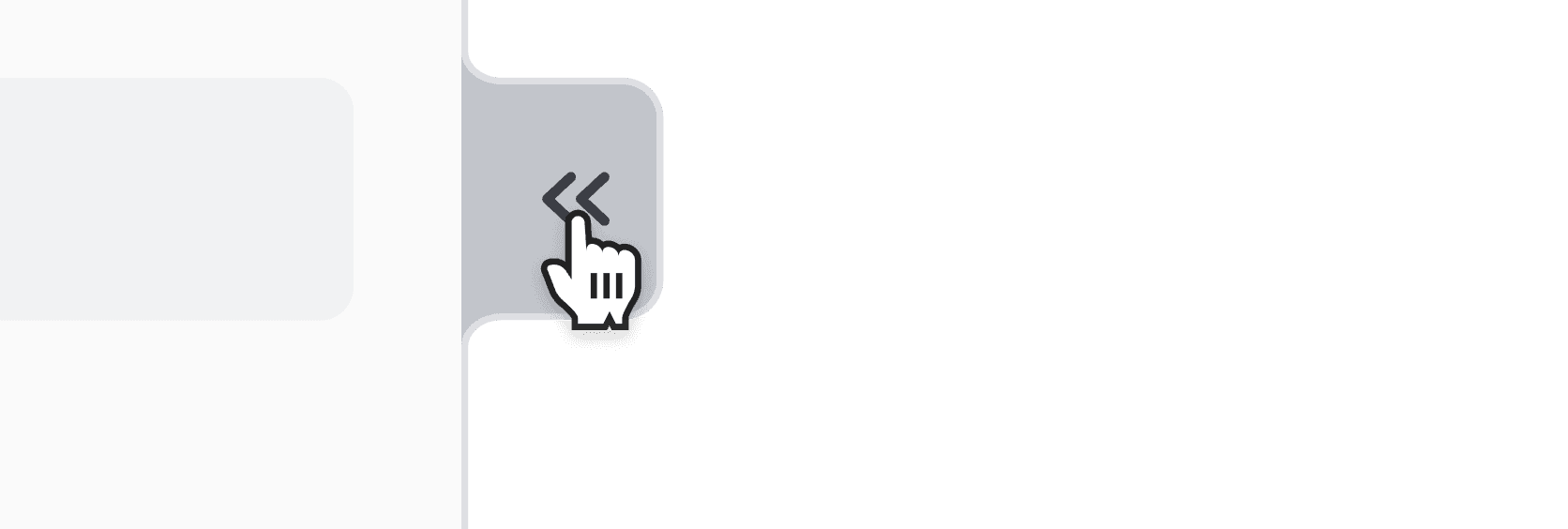 The collapse button on the edge of the app side nav with a mouse over it